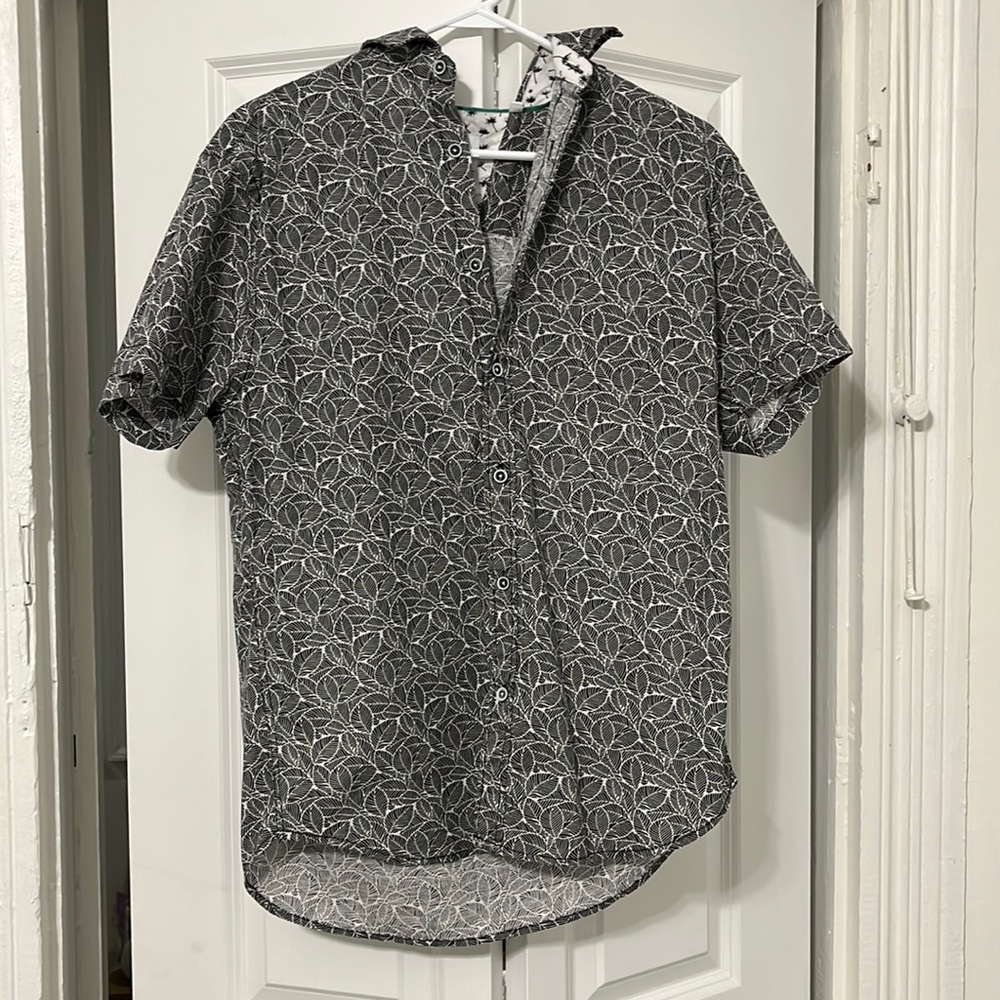 Blue Black Threads Palm Button Up